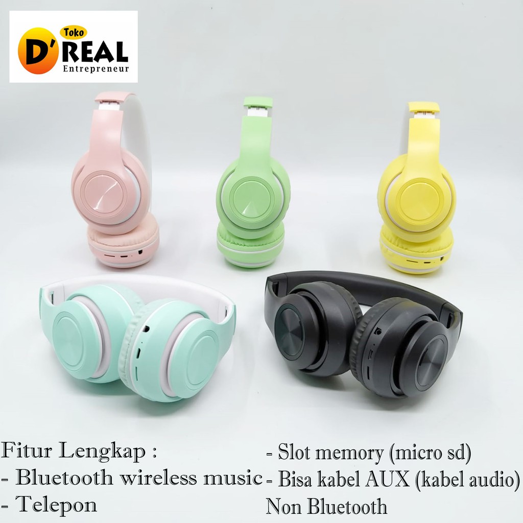 Headphone Bluetooth Bando Wireless Inpods Macaron P33 Earphone On-Ear