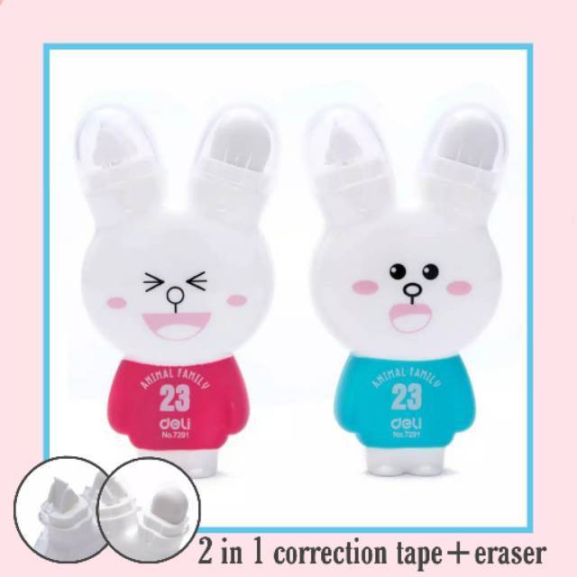 

TIP EX KERTAS KARAKTER & PENGHAPUS PENSIL 2IN1 / CORRECTION TAPE BUNNY KELINCI LUCU