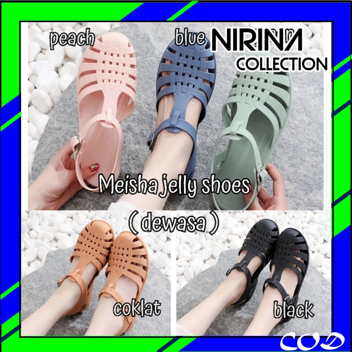 meisha doff jelly shoes usia tanggung dan dewasa/sandal jelly wanita/sandal karet anti slip/sandal kekinian korea/jelly shoes