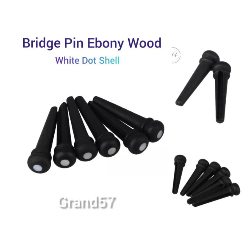 Bridge Pin Wood Kayu Ebony White Dot Shell Kerang Bridge Pin Gitar