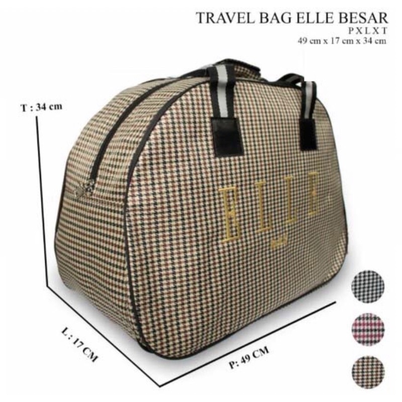 TAS ELLE TRAVEL UKURAN BESAR MOTIF KUAT DAN BAGUS