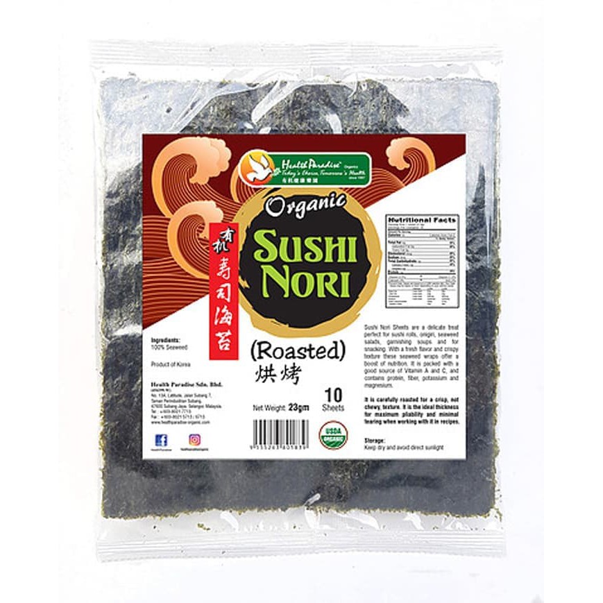 

Healthy Paradise, Organic Roasted Sushi Nori 23gr promo