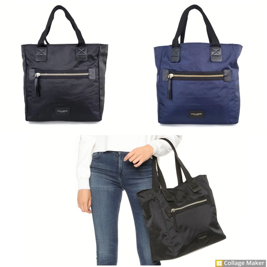 Tas MJ Biker North South Nylon Tote Bag Original Biru Blue Navy Besar Ori Travel Kantor Roomy Shoppi