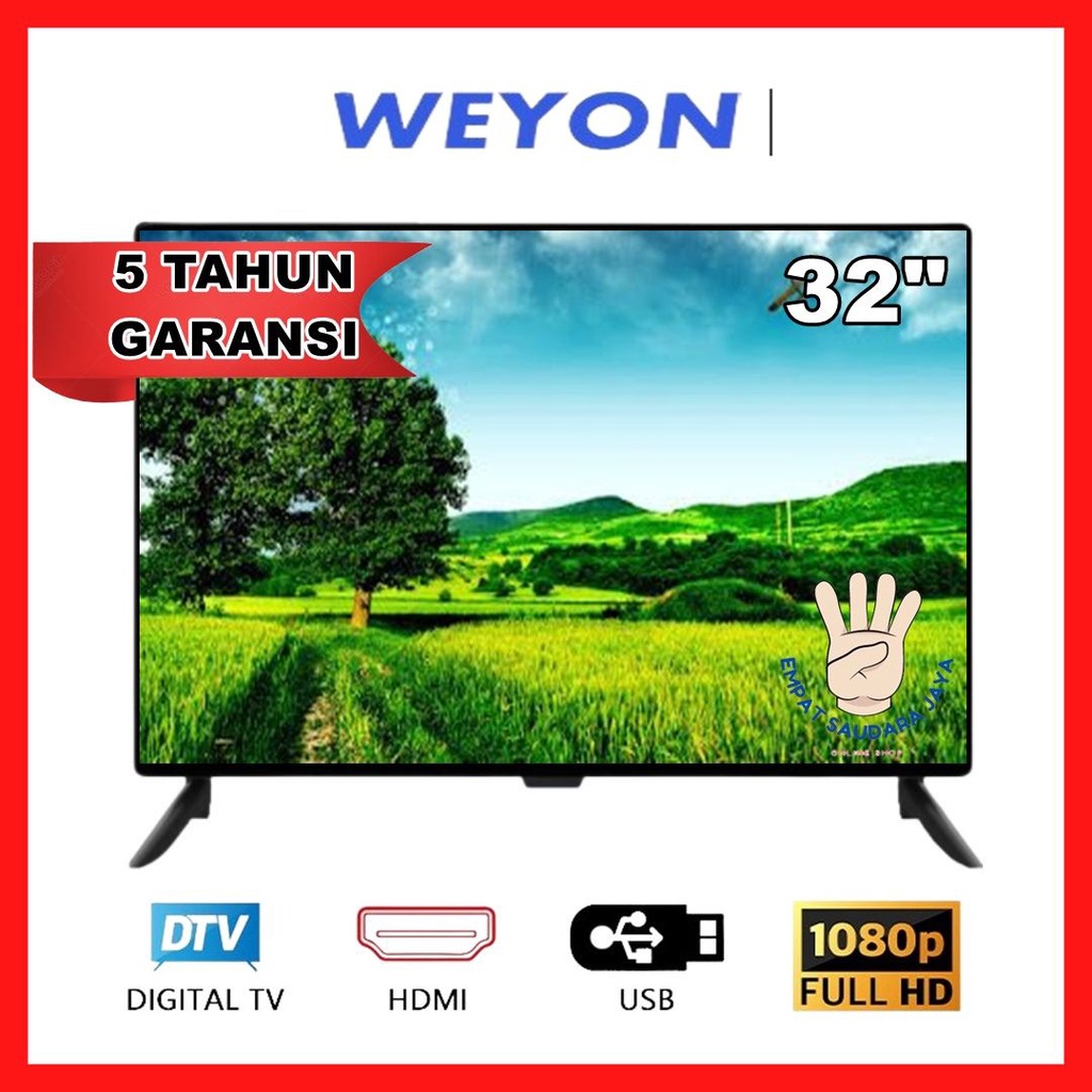 TV LED 32 inch Digital Full HD 1080p Support USB kabel HDMI Bisa Buat Monitor CCTV PC dan Televisi garansi 1 tahun