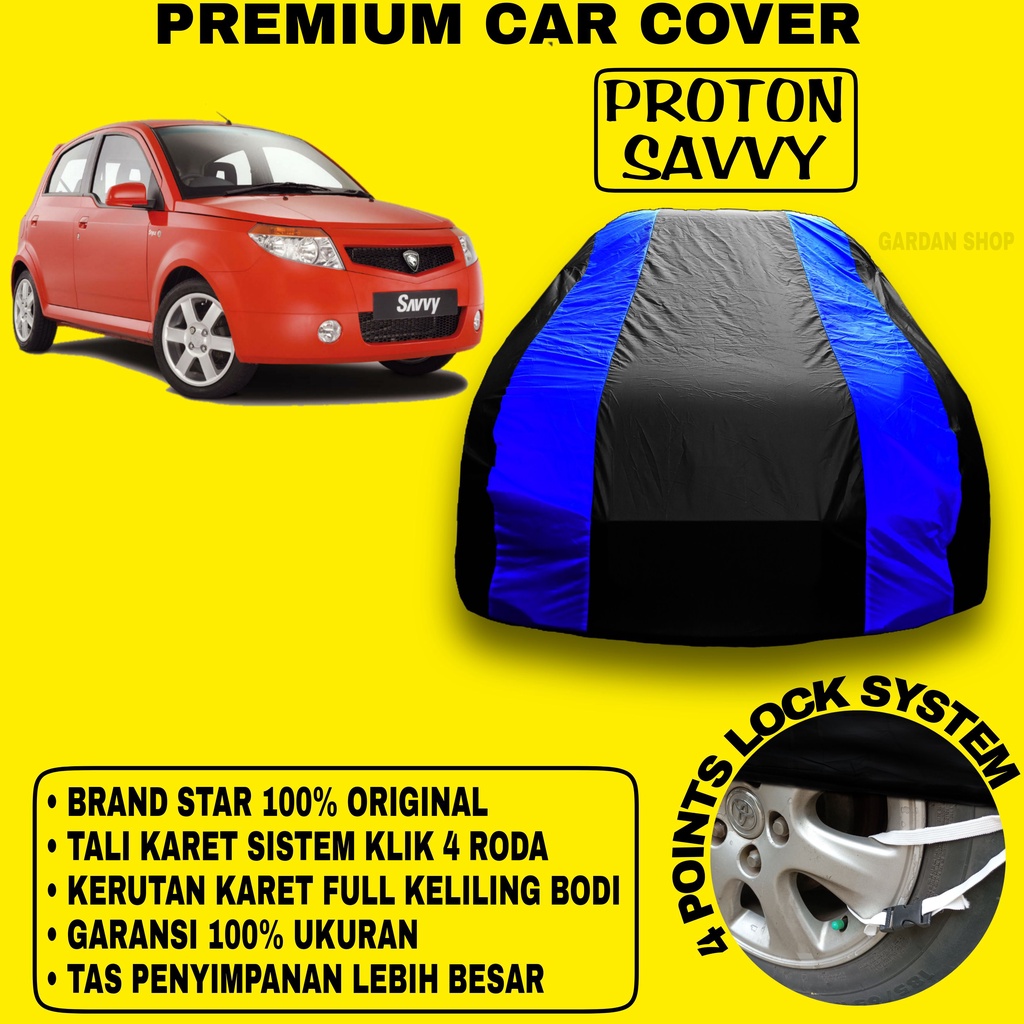 Body Cover PROTON SAVVY Sarung BIRU Penutup Pelindung Bodi Mobil Proton Savvy PREMIUM Blue Cover