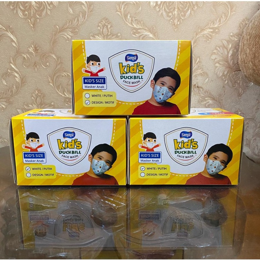 Masker SENSI DUCKBILL Anak Polos &amp; Motif Isi 40 PC