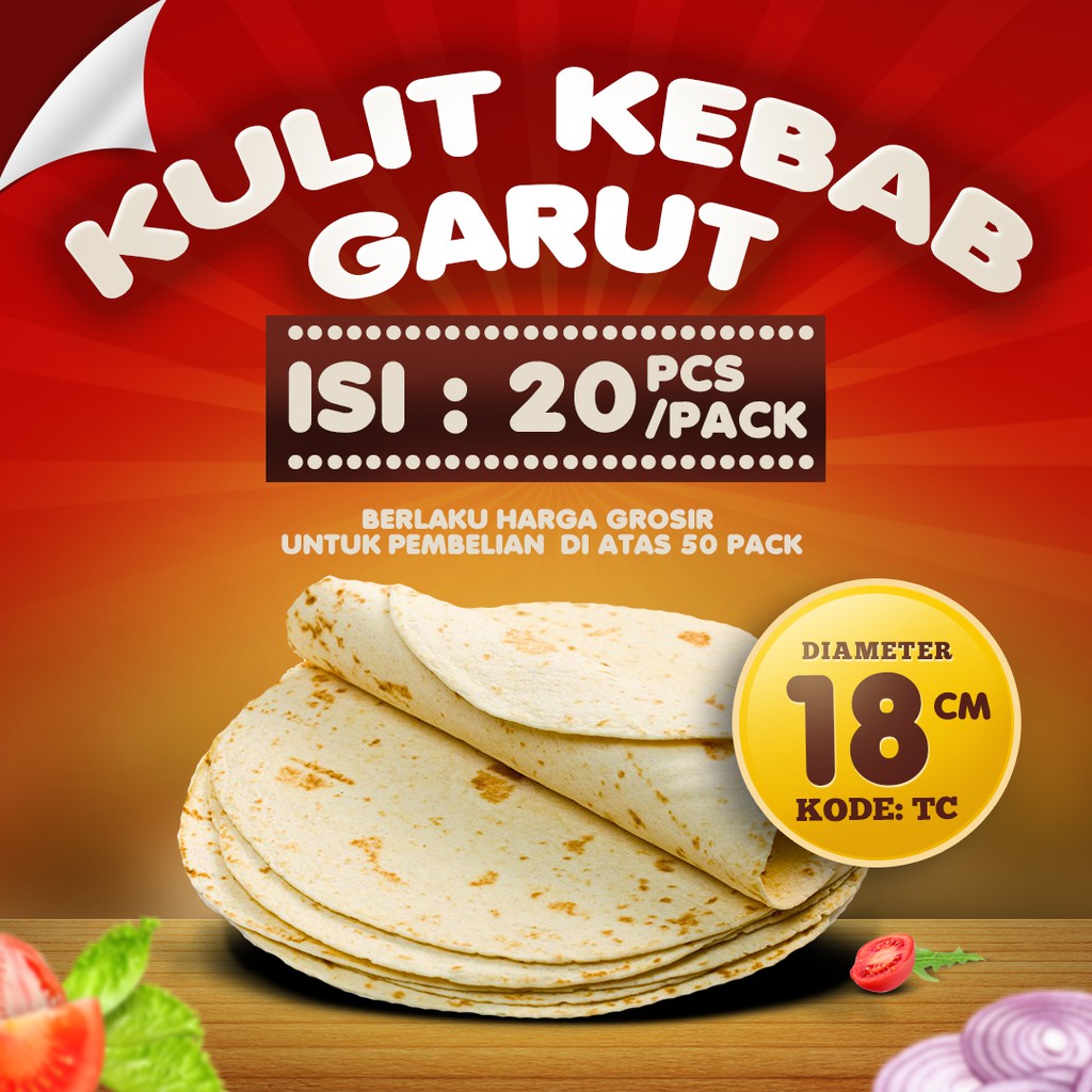 

Kulit kebab / tortilla 18 cm isi 20pcs