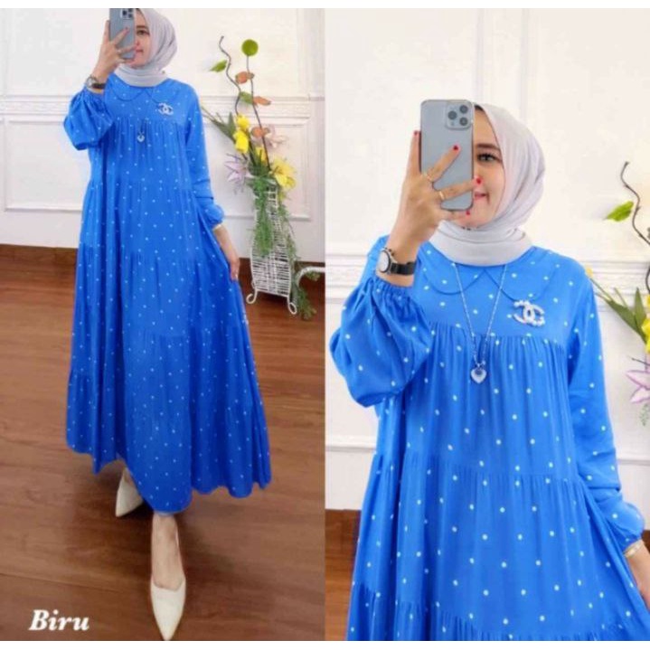 Midi Dress Polkadot Rayon