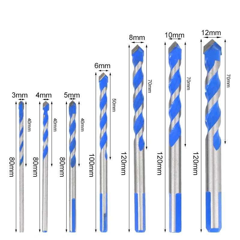 Mata Bor Keramik Drywall Kaca Triangle Bits Stainless Steel 6-8mm