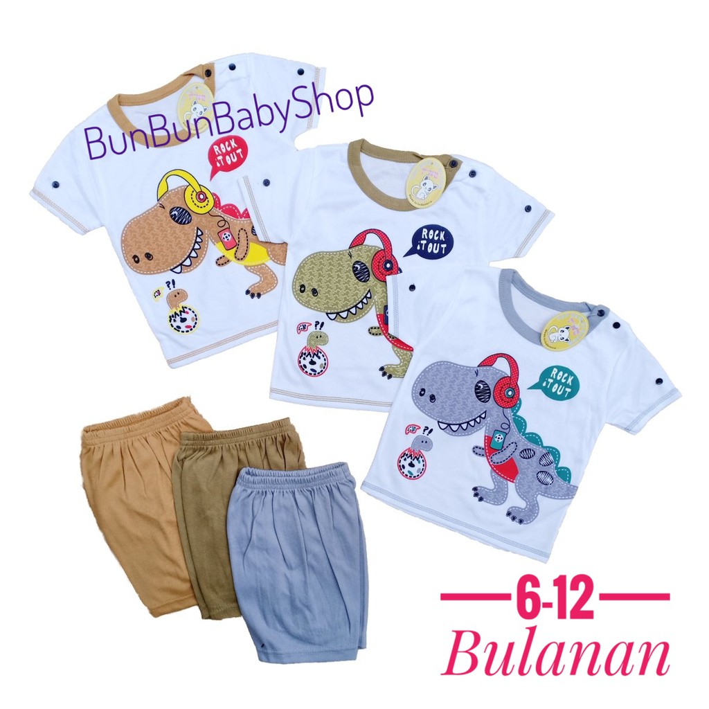 Setelan Bayi Laki Laki 6 bulan -1 tahun Stelan Baju Pakaian Baby Perempuan Murah Anak Bunbunbabyshop