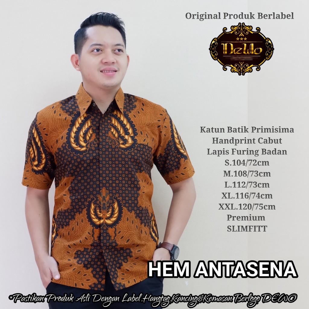 ANTASENA Kemeja Batik Pria Lengan Pendek Katun Halus FULL FURING Dewo