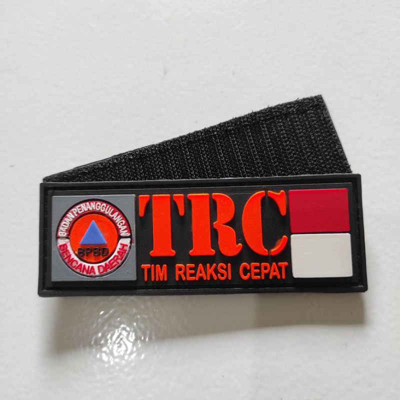 PATCH RUBBER LOGO TULISAN TRC (TEAM REAKSI CEPAT)/BPBD/TIMSAR/TEMPELAN EMBLEM KARET VELCRO