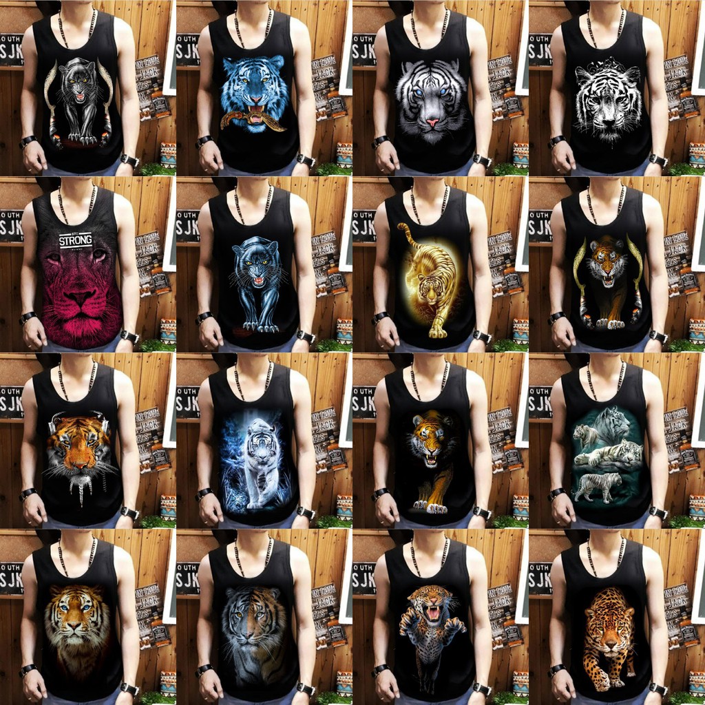 Cod- Singlet pria bahan combed soft gambar mix MACAN ready ukuran M-L-XL-XXL