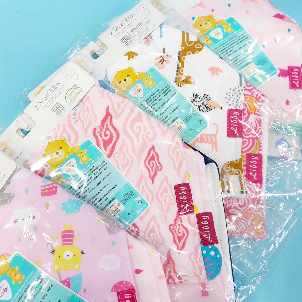 Libby Bib Scarf Bayi / Slaber Bayi Segitiga Untuk Bayi 4Pcs Motif Random