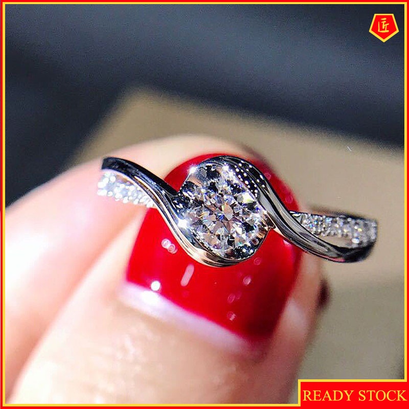 [Ready Stock]Simple 18K Platinum Diamond Ring