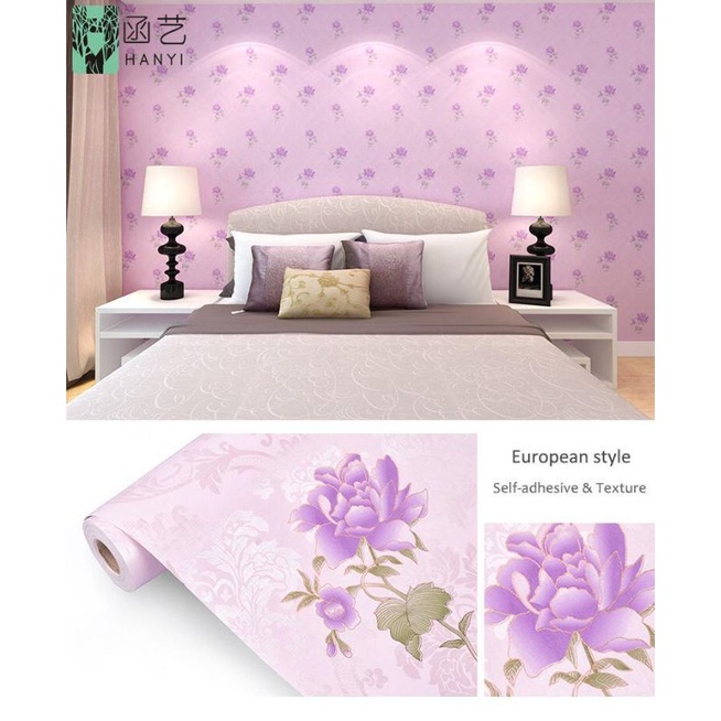 Wallpaper Sticker Dinding Motif BUNGA UNGU
