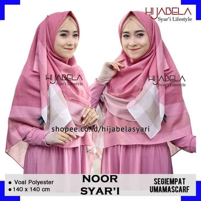Hijab Segi Empat Syari Noor By Umama/ Jilbab Segi empat Polos umama - WARNA DI NOTE  ER-62