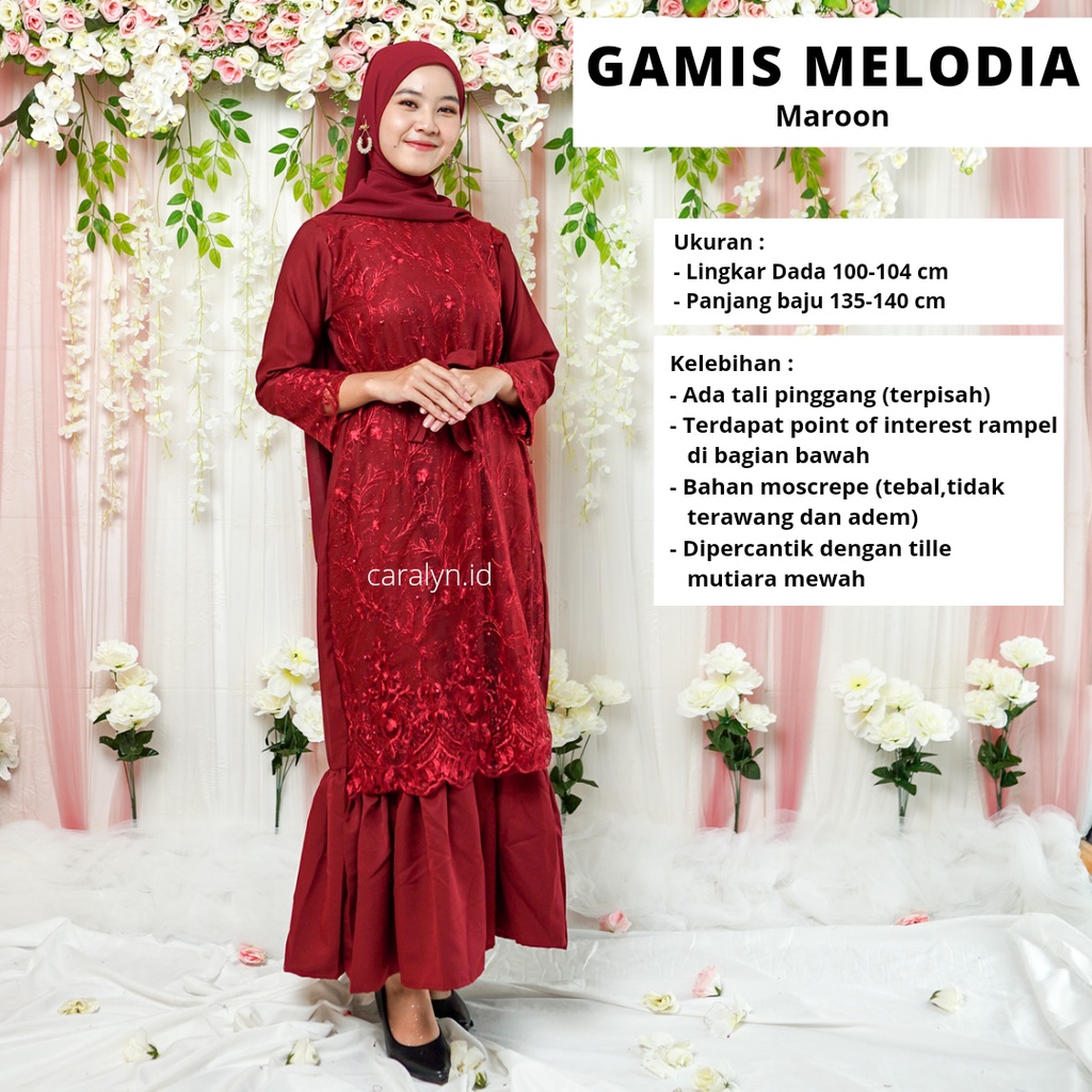 GAMIS TERBARU 2023 LEBARAN WANITA BRUKAT PESTA MODEL TERBARU MELODIA