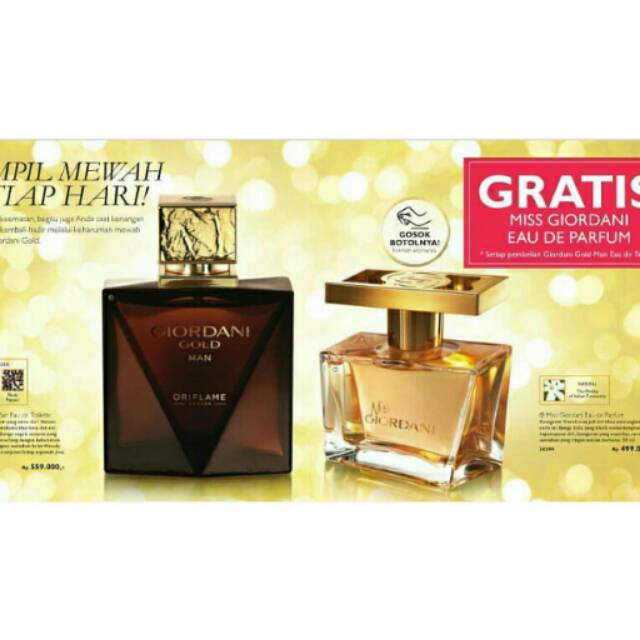 Oriflame parfum Giordani gold man gratis miss giordani