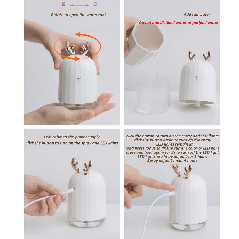 3life Air Humidifierdiffuser Aroma Essential Oil Ultrasonik 220ML Dengan Lampu Malam LED Untuk Rumahmobil