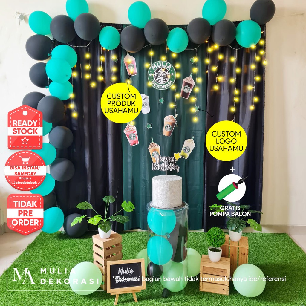 Paket Dekorasi Backdrop Viral Custom Bisnis Produk Logo Usaha Kekinian