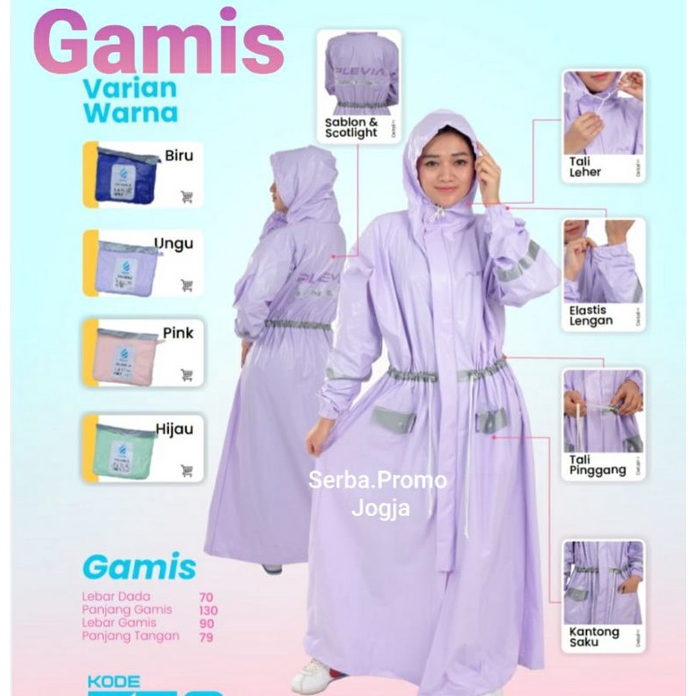 Jas Hujan Gamis Salsabila Plevia - Jas Hujan Muslimah Wanita Modern