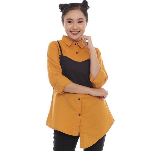 RAISHA KOMBI SHIRT IC 638 - KEMEJA WANITA TANGAN PANJANG