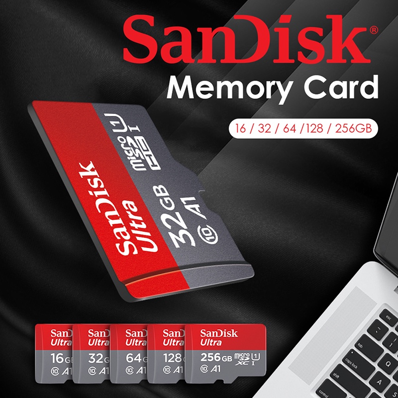 COD Sandisk Memory Card 8GB 16GB 32GB 64GB 128GB 256GB CLASS 10 100Mbps Micro sd Free Adapte Ready S