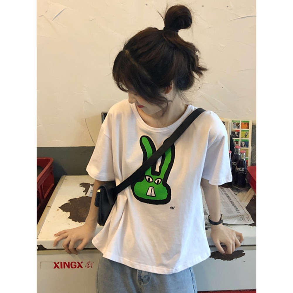 Kaos T Shirt Wanita Dengan Gambar Kartun Dan Bergaya Korea Untuk