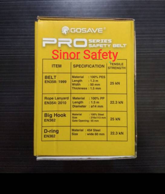 Safety Belt Gosave PRO Sabuk Pengaman Body Harness Single Big Hook