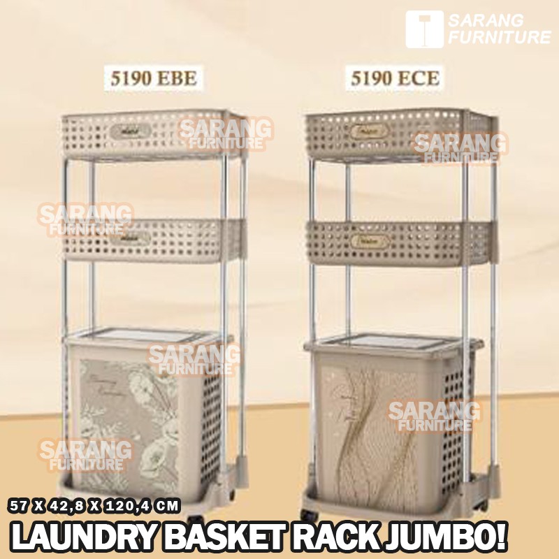 Jumbo! Laundry Basket Stainless Steel Rak Keranjang Baju Kotor Naiba Emerald Keranjang Baju Laundry Bag Original