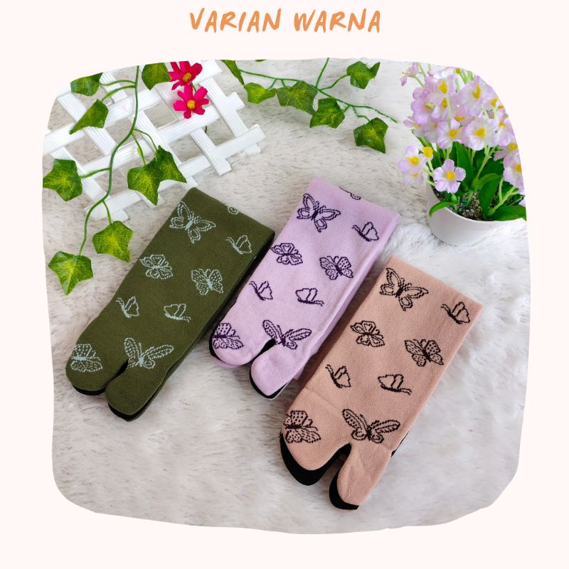 [12 PASANG] KAOS KAKI MOTIF KUPU CANTIK