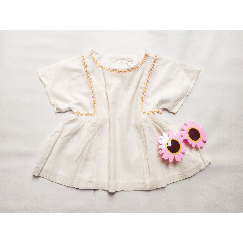 Atasan Baju Anak Perempuan 7 - 8 Tahun Putih Tunik Katun Lucu Branded