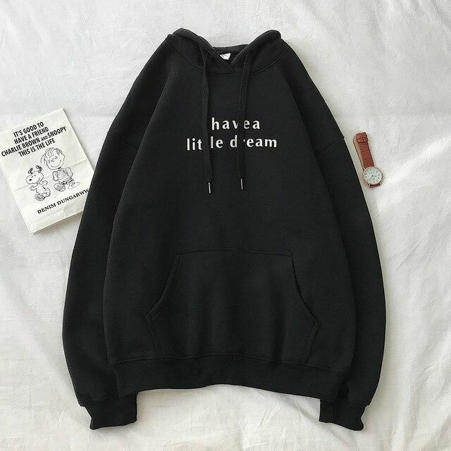 LITTLE DREAM / SWEATER HOODIE JUMPER FLEECE I HAVE-Hitam