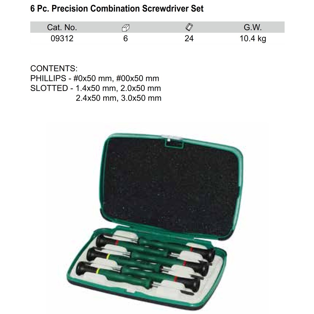 Obeng Kecil 6 pcs Precision Screwdriver Set 09312 Sata Tools