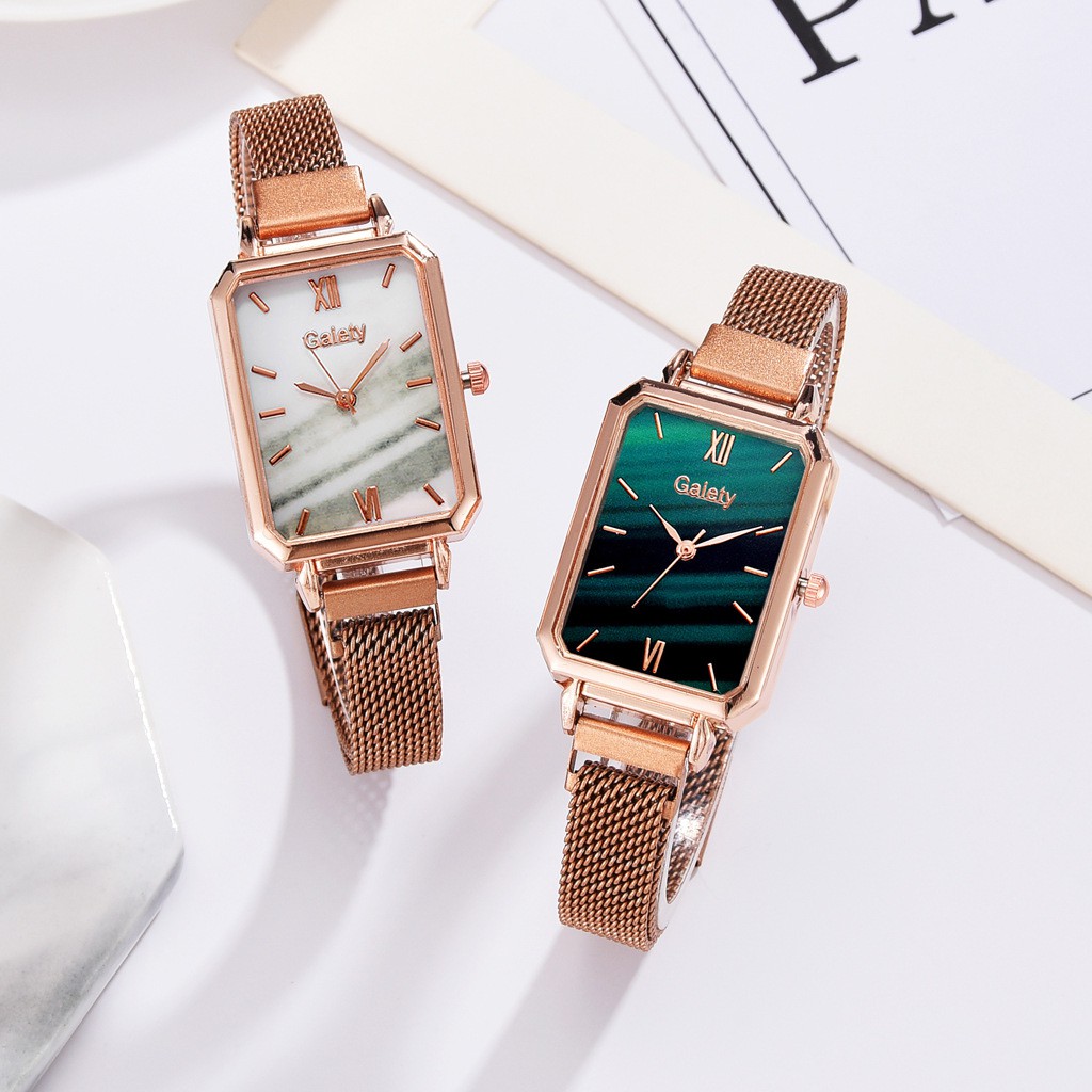 DODORY J180 Jam Tangan Rantai Wanita Analog Quartz Jam Model Petak Perempuan