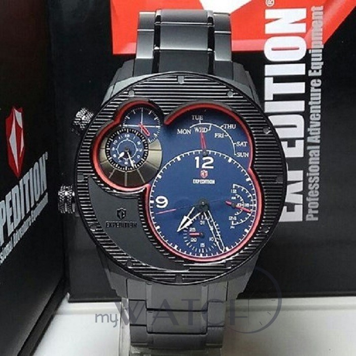 Jam Tangan Pria Expedition E 6737 Original Black Blue Red