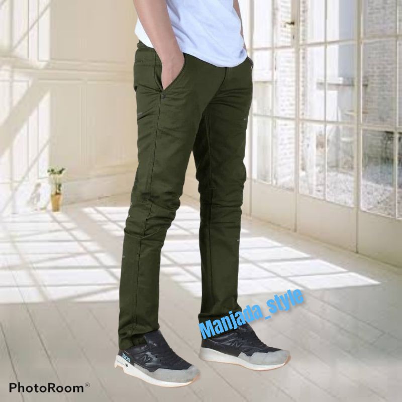 Celana Chino Panjang Pria Original Premium Twill Stretch Meral Tebal Tebel Cinos Panjang Pria Laki Laki Remaja Dewasa Slimfit Slim Fit Kerja