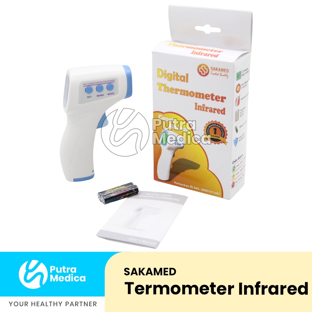 Sakamed Termometer Digital Infrared Tembak / Thermo Gun / Thermometer Non Contact / Termo Scan Non Kontak / Temp / Alat Ukur Suhu Tubuh