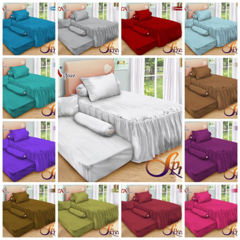 Sprei Rumbai Polos Embos FATA Jacquard Single 120x200, Tinggi Rumbai +- 40 cm, Kasur No.3, TANPA SPR