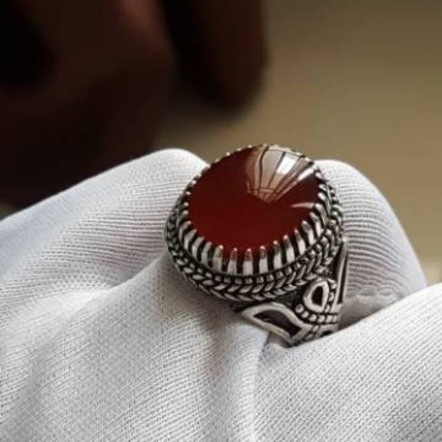 Cincin Akik Yaman Ahmar Merah Asli Yemen Ring Yemen