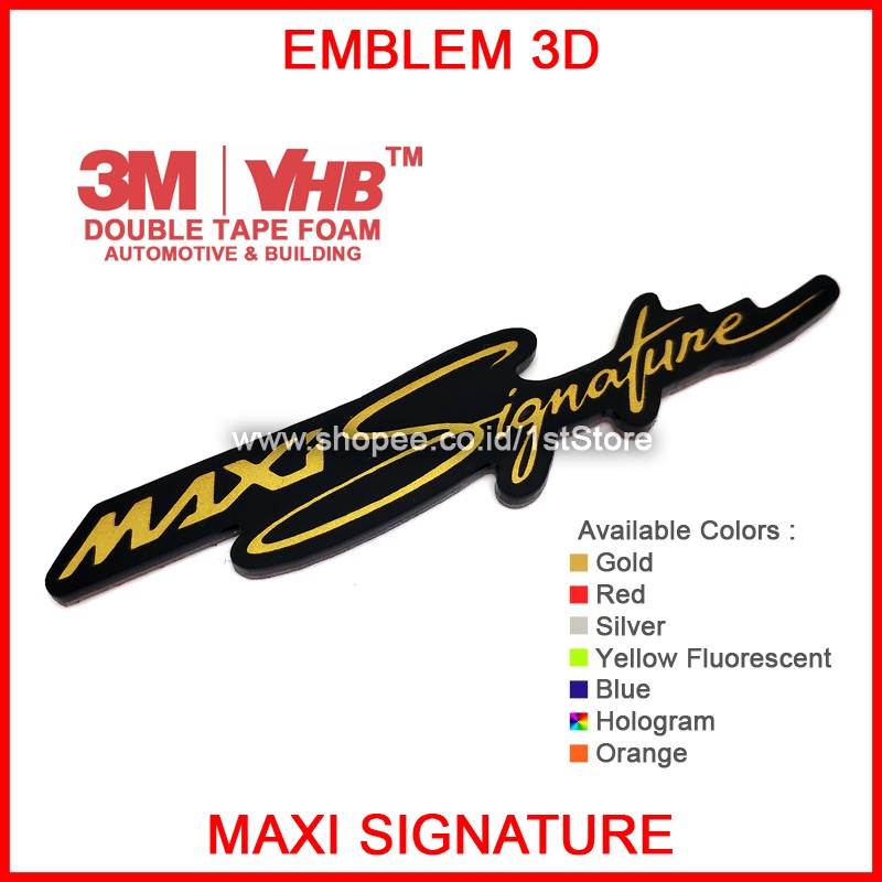 EMBLEM 3D MAXI SIGNATURE LOGO TIMBUL YAMAHA MAXI SIGNATURE NMAX AEROX XMAX LEXI OLD ALL NEW 125 150 
