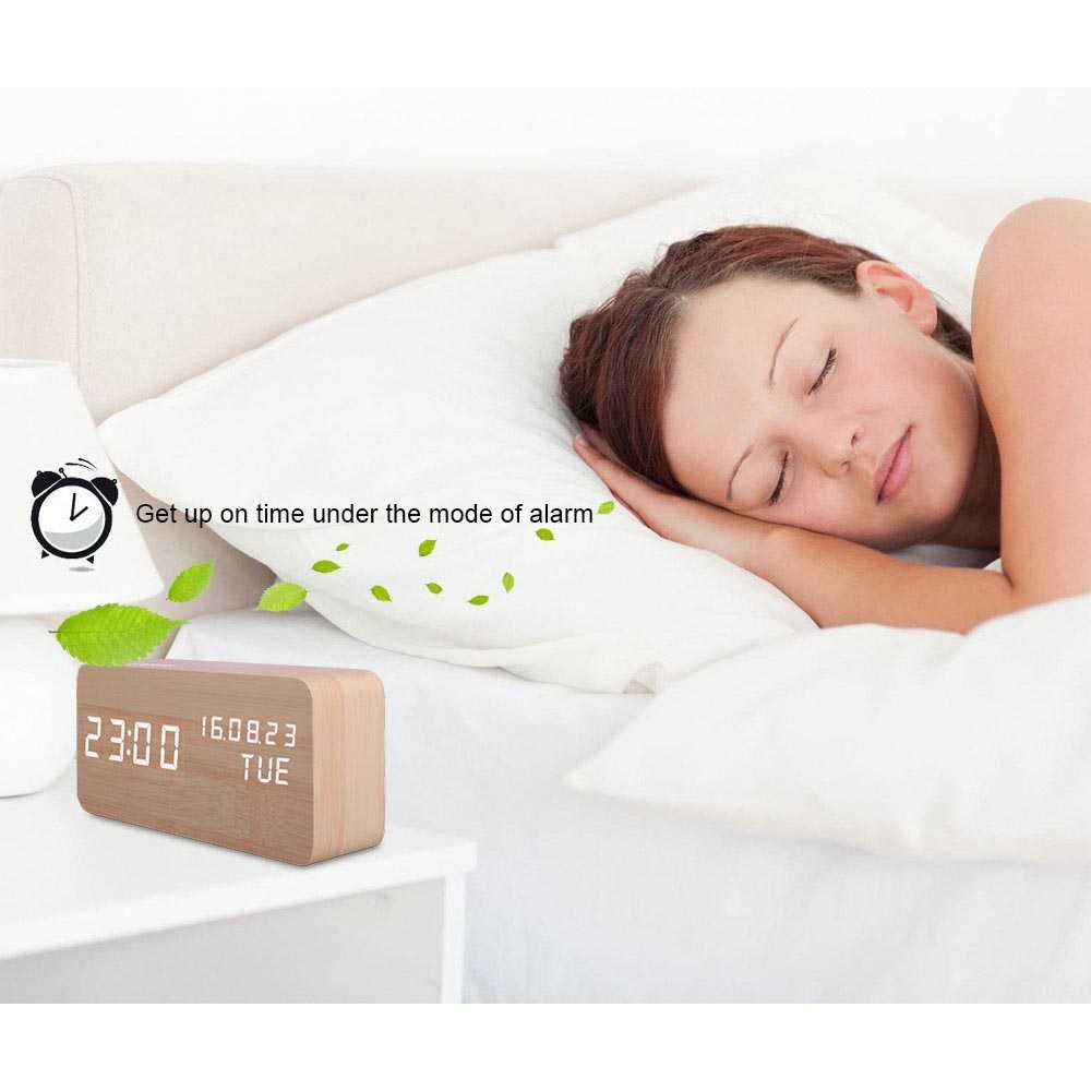 Lovin Jam Weker Alarm Motif Kayu Digital Voice Control - TX602