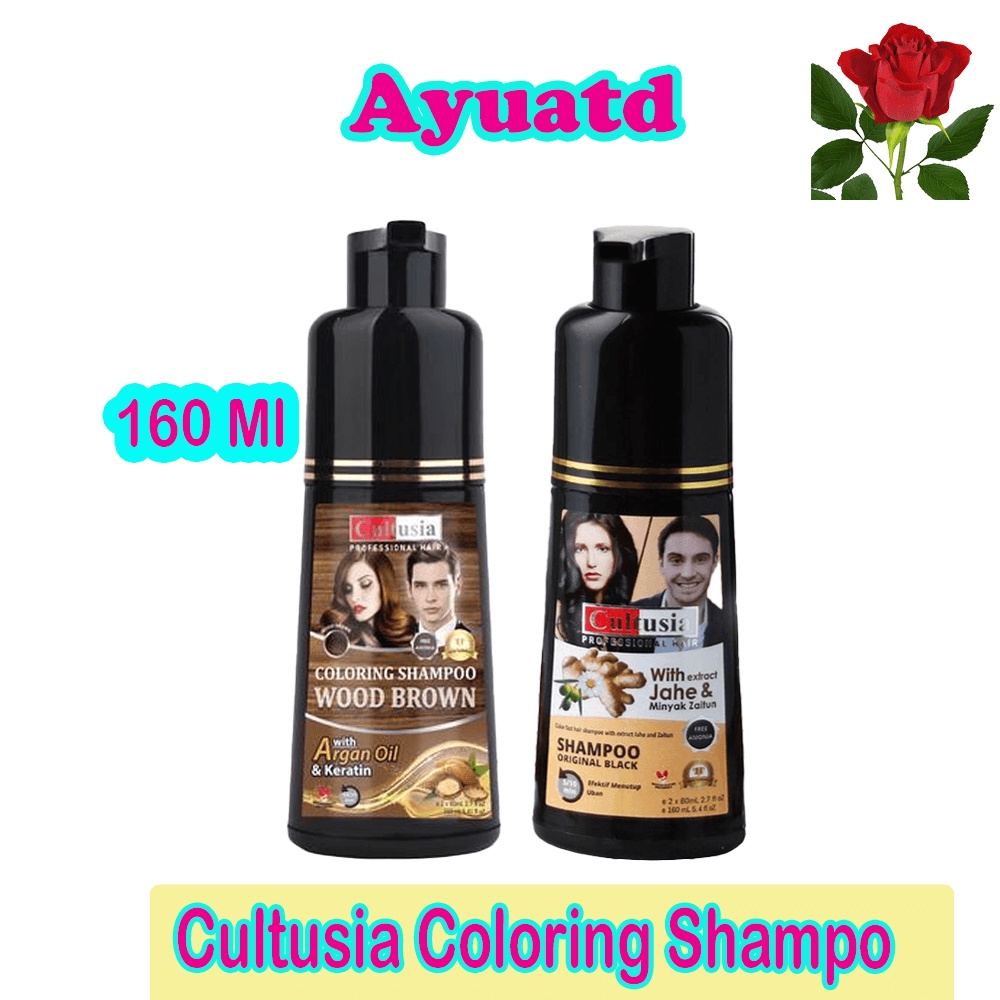 Cultusia Coloring Shampoo Original  With Ekstrak Jahe &amp; Minyak Zaitun Black / Brown 160 Ml