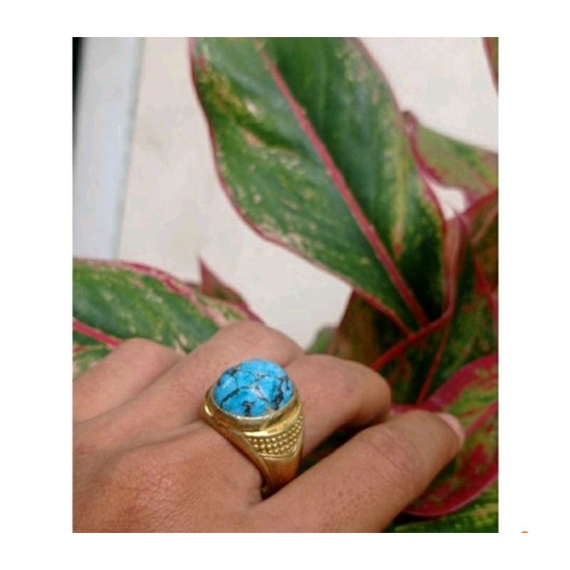 Batu Cincin Virus Persia Serat Emas Ring Alpaka Super