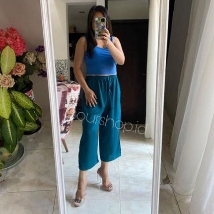 Celana Kulot 7/8 rayon polos Bali murah premium Fit To XL(67kg)