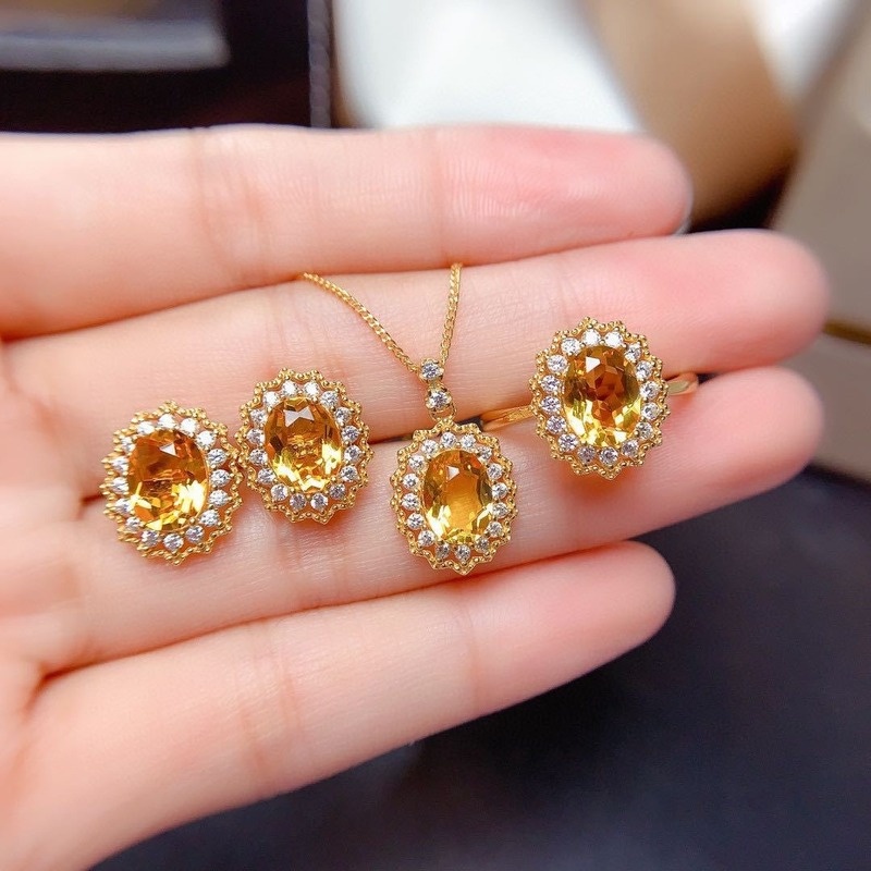 Luxury Fashion Yellow Moissanite Jewelry Set