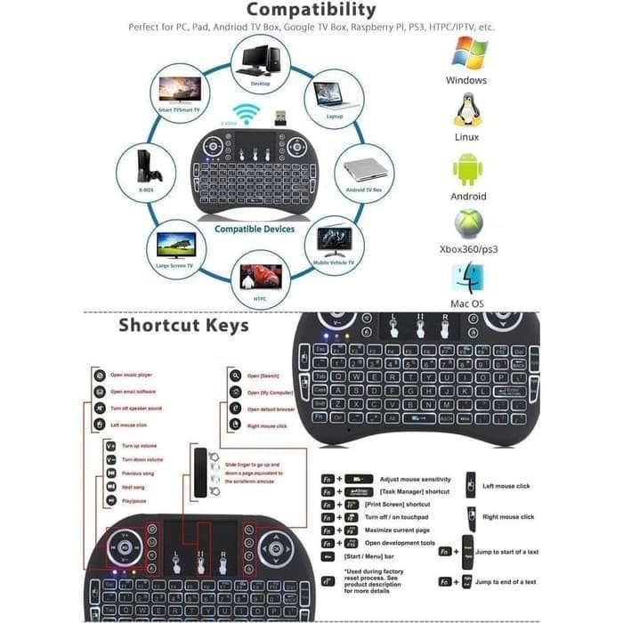 Mini keyboard Backlit Wirelless led