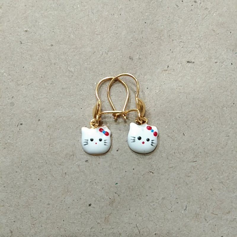 anting desi bandul kepala hello kitty 1/2 gram emas muda