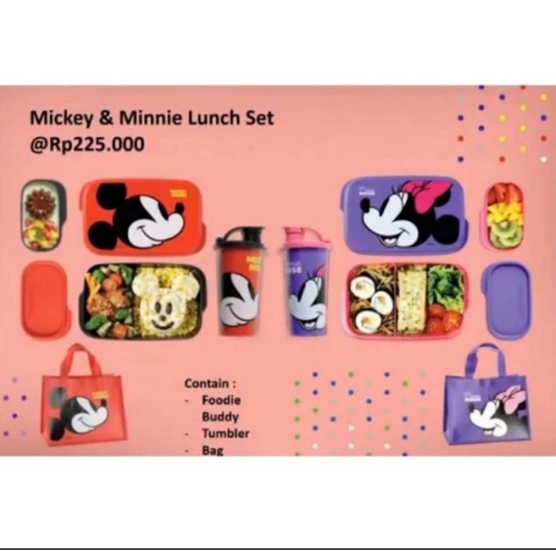 Tempat makan anak tupperware mickey/minnie lunch set